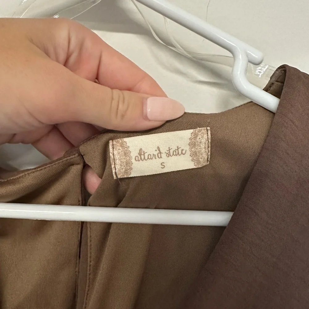 NWOT Altar'd State Brown Romper Shorts Long Sleeve